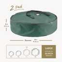 ZOBER 2 Pack Oxford Christmas Wreath Storage Container 36 Inch - Wreath Bag for Artificial Wreaths Box - Waterproof Fabric, Dual Zippered Wreaths Storage Bag With Strong Durable Handles - Green