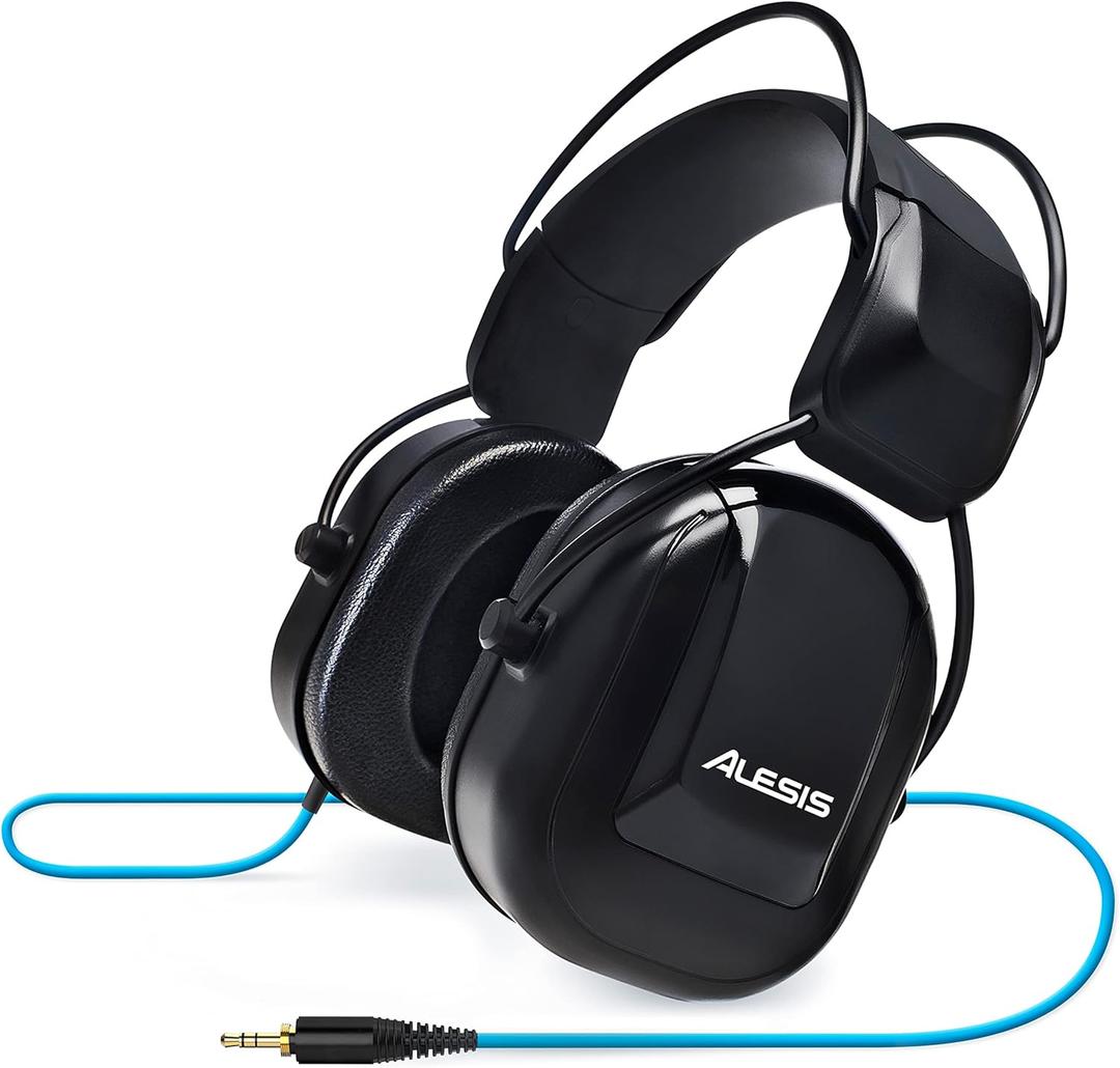 Alesis DRP100 - Audio-Isolation Electronic Drums Headphones for Monitoring, Practice or Stage Use with 1/4" Adapter and Protective Bag