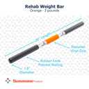 Sammons Preston Rehab Weight Bar, Orange, 2 Pounds, Weighted Bar for Exercise, Color-Coded Bars with Grip, Physical Therapy Equipment for Home & Clinical Use, 30" Compact Design