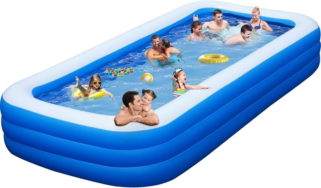Big Inflatable Pool with Pump, Lylting 158"x74"x22" Extra Large Thicken Blow Up Pool for Adults, Full Size Family Inflatable Swimming Pools for Backyard Home Garden Outdoor