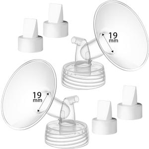 19mm Breast Pump Parts Replacement Kit Compatible with Spectra S1 S2, Flange & Duckbill Valve Set, BPA Free Accessories, 6 Pack