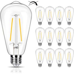 12 Pack 350LM LED Edison Bulbs 40 Watts Equivalent, 4 Watt ST19 LED Vintage Light Bulb, 2700K Soft White, E26 Base, Non-Dimmable