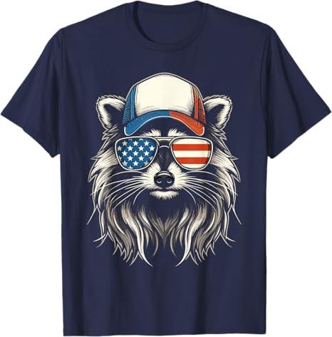 Redneck Raccoon Mullet White Trash Party Attire 4th July T-Shirt (Small, Black)