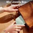 FINGHU Exquisite Wedding Ring Box Small Jewelry Organizer Portable Travel Jewelry Box Jewelry Gift Box for Business,Engagement, Wedding, Mother's Day -Light Green