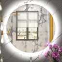 LED Bathroom Mirror 24 Inch, 3 Color Temperatures (3000K/4500K/6000K), Dimmable Backlight, Anti-Fog, 5MM HD Glass, CRI 90+, Round Vanity Mirror with Light