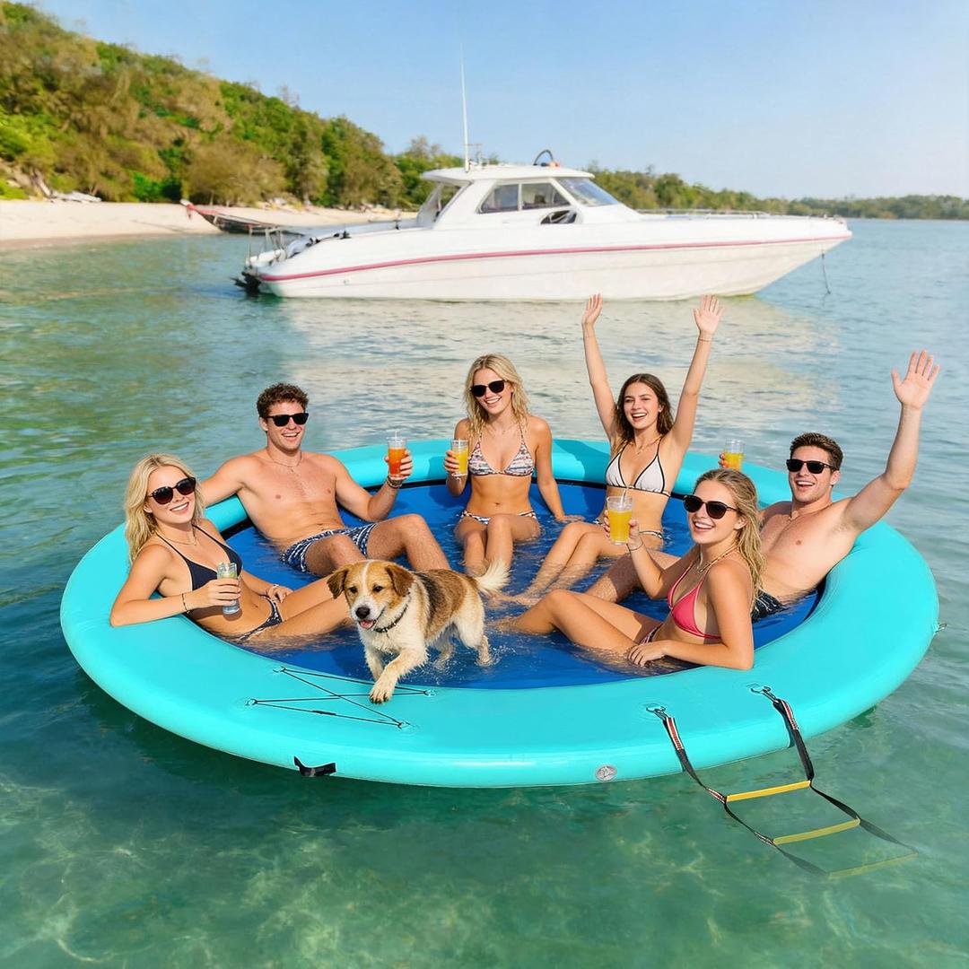 10FT Inflatable Water Hammock for Adults,Round Floating Ring for Lake