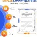 500 Pack Laminating Sheets, Holds 8.5 x 11 Inch Sheets, 3 mil, 9 x 11.5 Inches Thermal Laminating Pouches Lamination Sheet Paper for Laminator, Clear, Letter Size, Office and School Supplies