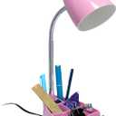 Simple Designs LD1002-PNK Gooseneck Organizer iPad Tablet Stand Book Holder Desk Lamp, 6.5 x 6.5 x 18.5 (Pack of 1), Pink