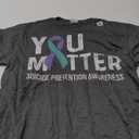Suicide Prevention Awareness Teal & Purple Ribbon You Matter T-Shirt (Small, Black)