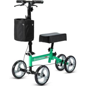 ELENKER Knee Scooter with Basket Dual Braking System for Ankle and Foot Injured Bright Black