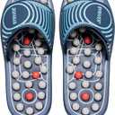 BYRIVER Acupuncture Massage Slippers Sandals Slides Shoes Mat, Arthritis Plantar Fasciitis Foot Neuropathy Pain Relief Massager for Circulation, Mothers Fathers Day Gift for Mom Dad(05S) (S-Women(7-8.5) Men(6-6.5), Blue Spring Slippers)