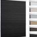 Changshade Cordless Cellular Shades, Blackout Room Darkening Black Out Honeycomb Blinds for Indoor Windows Bedroom, Pull Down Pleated Accordion Blind Easy Install, Shade Size 34.5" Wx72 H, Black