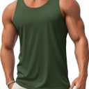 MAGCOMSEN Mens Workout Tank Tops Muscle Athletic Gym Cotton Undershirt Sleeveless Shirts (Green, XL)