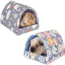 UPINS 2 Pack Guinea Pig Hideout,Guinea Pig Bed Washable Small Animal House Cage Accessories for Mouse Chinchillas Hamsters Hedgehogs Ferrets Bearded Dragons and Rats (6.8 x 7.4 inch, Grey Dark Blue)