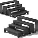 2 Set Black Wooden Tiered Riser Display Stands for Vendor Events,Stackable Wood Cupcake Stand,Farmhouse Decor Wood Dessert Table Display Set,Vendor Booth Display Items,Food Display Risers for Party