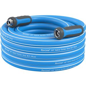 Fevone Garden Water Hose with Solid Aluminum Fittings for Patio & Garden, Drinking Water Safe, 5/8" x 35 ft