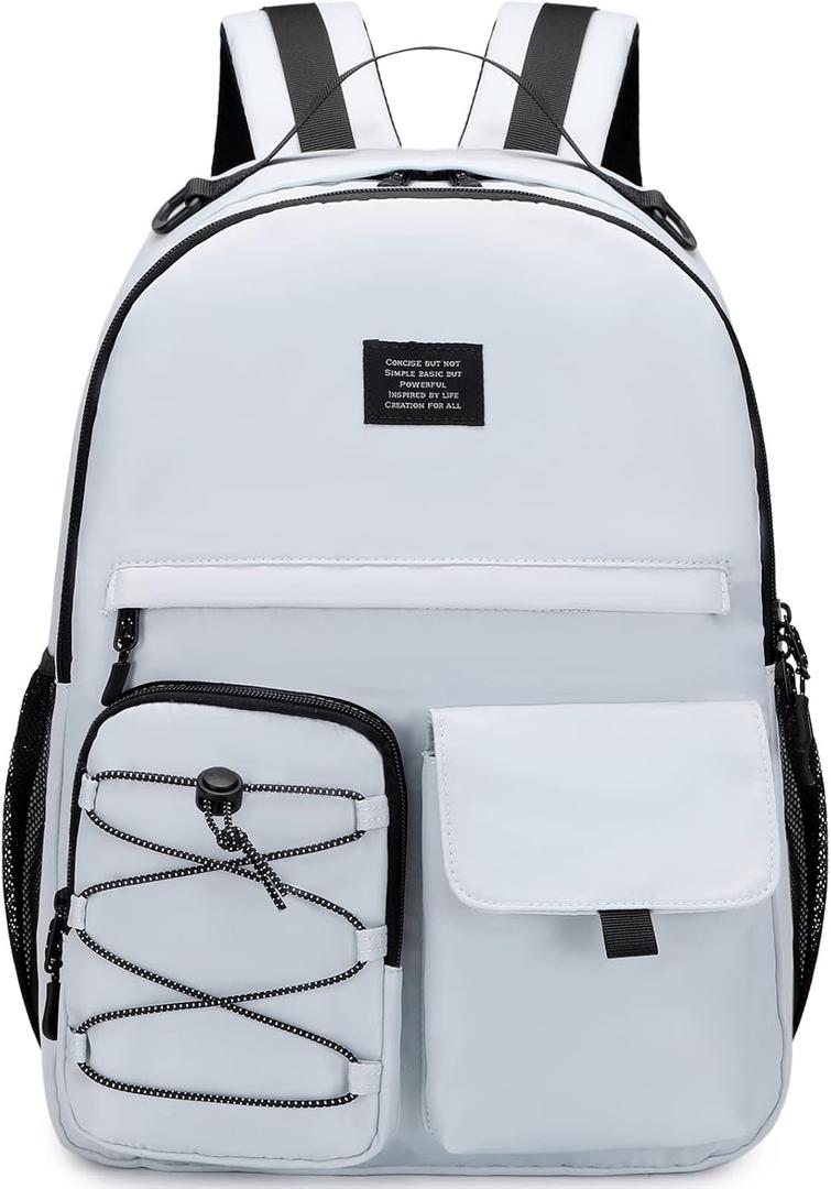 Lohol Casual Backpack for Teen Boys Girls, Water Resistant Daypack with Anti Theft Pocket for Travel School (Grey)
