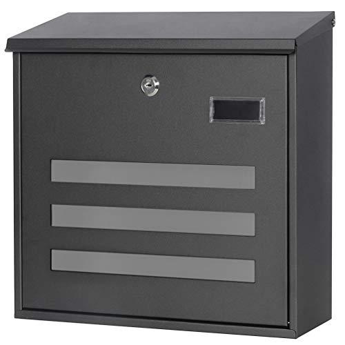 Decaller Galvanized Steel Mailbox with Key Lock, Wall Mount Metal Mail Box Outdoor, 13" x 11.8" x 4.1", 918 Black