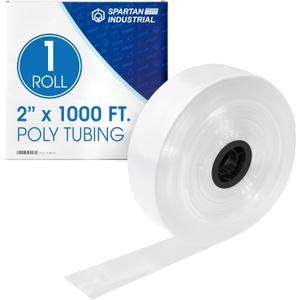 Spartan Industrial 2" Wide LDPE Flat Poly Tubing Mini Roll, 2" W x 1000' L, 2 Mil | Ideal for Tailored Poly Bag Packaging and Safe Storage of Food, Electronic Components and Accessories