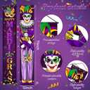 Mardi Gras Door Cover Banner Decorations, Mardi Gras Hanging Front Door Banner Decor, Mardi Gras Porch Banner Door Cover for Carnival Masquerade Indoor Outdoor Party Supplies Decorations