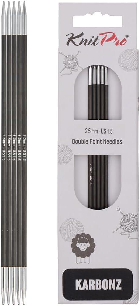 KnitPro Karbonz Double Pointed Needles 8" (20cm) | US Size 1.5 (2.5mm) (US 1.5 (2.5mm))