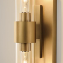 BlesULuk Champagne Brass Bathroom Wall Sconce - Modern Gold Light Sconces - Dimmable Lighting Fixtures - Vertical or Horizontal Mounted Clear Glass Tube Vanity Lights for Indoor Living Room Hallway