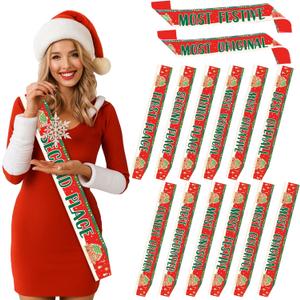 Blosssound 12 Pcs Christmas Gingerbread House Contest Sashes Christmas Party Trophy Award Xmas Funny Costume Contest Prize Party Game Favors Dress up Costume for Teens Adults Holiday Supplies