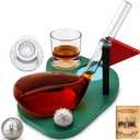 Golf Whiskey Decanter Set 25.4oz Whiskey Decanter Sets for Men with 2 Chiller, 2 Glasses&Tray, Golf Accessories for Mens Bourbon Golf Gifts for Men Dad Him Husband Boyfriend Liquor Dispenser