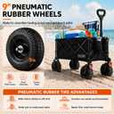 Overmont 200L Beach Wagon with 9" Big Pneumatic Rubber Wheels, 450 lb Load