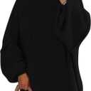 PRETTYGARDEN Women's 2026 Fall Oversized Sweaters Chunky Knit Mock Neck Long Sleeve Casual Trendy Pullover Winter Clothes (X-Large, Black)