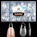 Medium Almond Nail Tips, 360pcs Soft Gel Pre-Shaped Acrylic Fake Nails, Half Matte Full Cover Clear Gelly Press on Flase Nail Tips for Extension Nail Manicure Home DIY 12 Sizes Gelly Tips