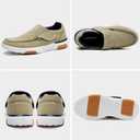 OrthoComfoot Men's Orthopedic Slip-On Loafers Walking Shoes: Comfortable Arch Support Plantar Fasciitis Hook and Loop Shoes, Casual Orthotic Work Loafers for Foot and Heel Pain (11, W3-khaki)