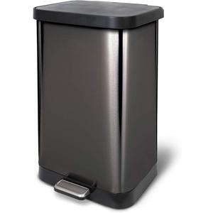 Glad 20 Gallon / 75.5 Liter Extra Capacity Stainless Steel Step Trash Can with CloroxTM Odor Protection, Pewter