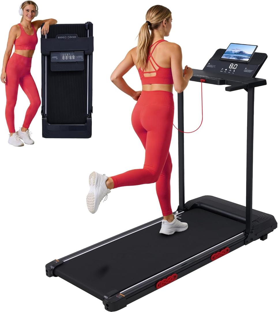 Walking Pad with Incline, 2026 Upgrade Electric Small Walking Pad with Handle Bar, 3.0HP Protable Walking Pad Treadmill with Handles and Incine for Home Small, 0.6-7.6MPH, 350LBS, Black-b