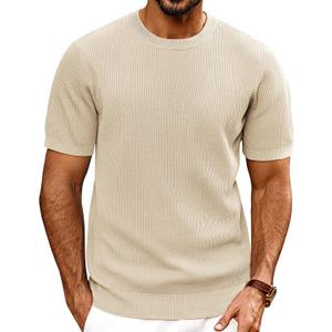 PJ PAUL JONES Mens T-Shirts Knit Short Sleeve Crewneck Shirt Casual Textured Pullover Tees, Medium