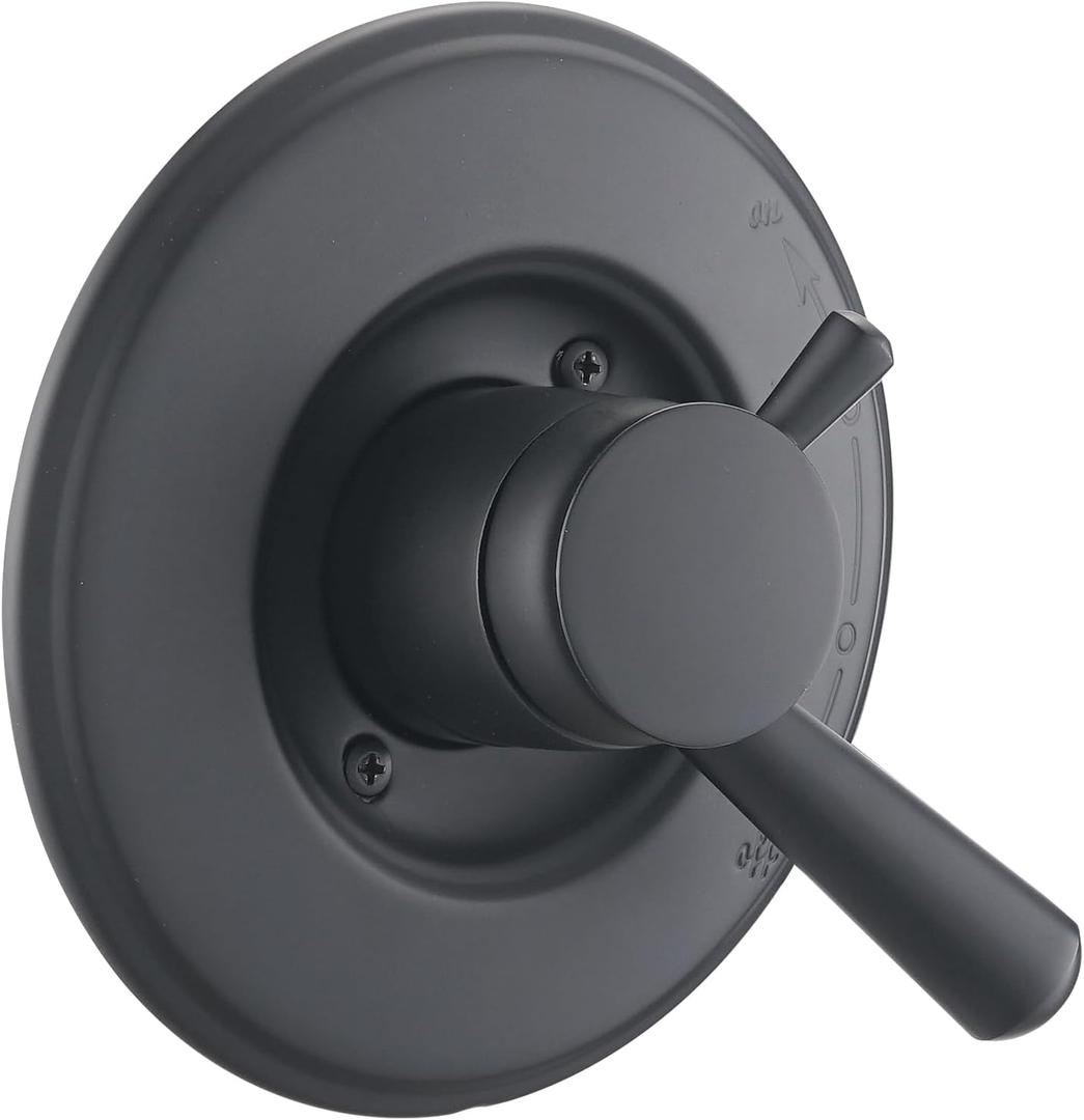 Shower Trim Kit Replacement for 17 Series, Shower Cover Plate with Handle, Matte Black(Valve & Catridge Not Inclued)