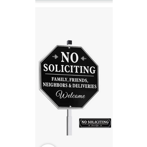 No Soliciting Sign For House  Aluminum No Soliciting Yard Sign  10"x 10" No Soliciting Sign for Home with 28" Long Metal Stake