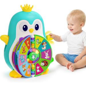 Musical Penguin Learning Toys for 1 Year Old Boy Gifts, Educational Baby Toys for 1-3 Year with 5 Themes, Sound & Light, First Word Teaching, 1st First Birthday Boy Girl Gifts for 12-18 Months