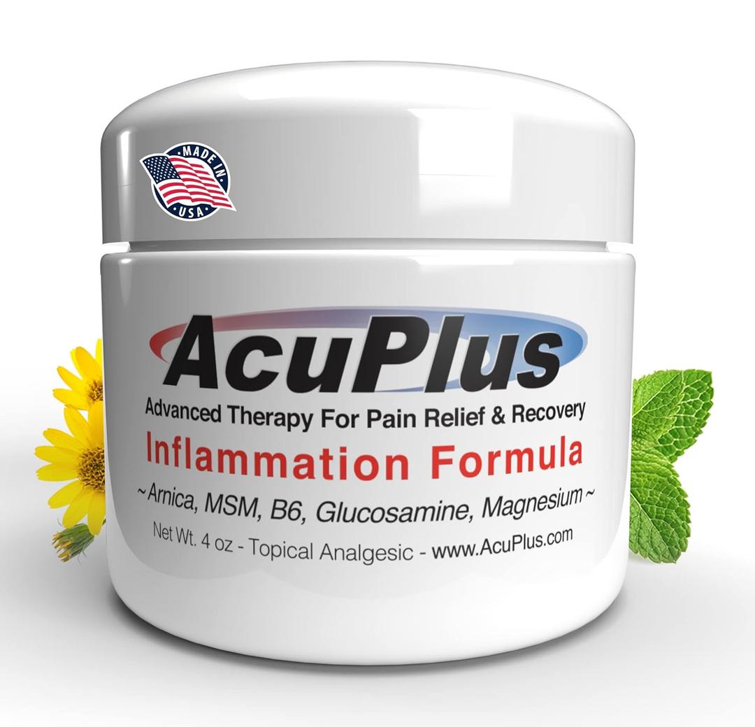 AcuPlus - Advanced Pain Relief Topical Anti Inflammatory Cream to Soothe Muscle & Joint Pain - Arthritis, Bursitis, & Tendonitis - Fast-Acting Formula with Natural Ingredients - 4 oz. (4 Ounce (Pack of 1)
