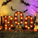 Boo Sign Light Up Halloween Mantel Decor - 8.5 Inch Boo LED Marquee Letters Halloween Decorations Indoor - Battery Operated Lights for Kitchen Table Bedroom Living Room Home Wall Party Decor (Black)