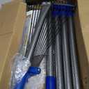 Adjustable Metal Leaf Rake Long Handle, Garden Rakes for Lawns Heavy Duty Leaves with Expandable Head 8-17", Yard Women Kids Rake for Gardening RV Camping