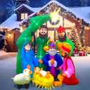 EAONE 7FT Christmas Inflatable Nativity Scene Outdoor Decorations, Christmas Blow Ups Yard Decorations Nativity Sets with 1.5 Meter String Lights for Garden Lawn Xmas Holiday Decor