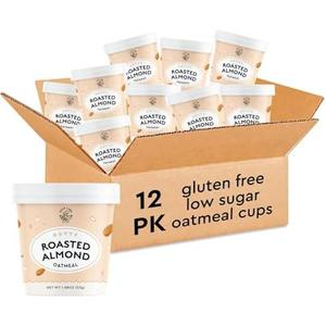 Mylk Labs Roasted Almond Protein Oatmeal Cups, Whole Grain, Low Sugar, High Fiber Breakfast with Superfoods, Quick & Easy, On the Go, Instant Oatmeal, Rolled Oats, Gluten Free, Vegan, Nut Free, 12 Pack, Best By: APR 21 2026