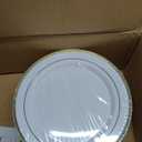 Prestee 200pc Gold Disposable Plates Set  100 Dinner and 100 Salad Plates, White with Gold Rim  Heavy-Duty Plastic Plates for Party, Wedding, Holiday, Appetizer and Dessert