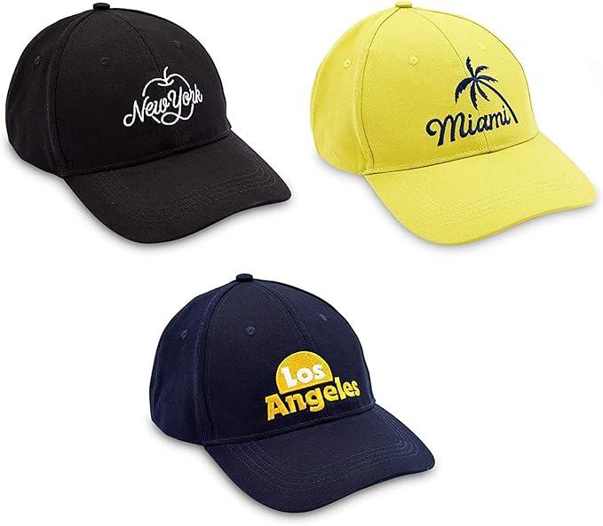 Baseball Caps for Men and Women, Los Angeles, Miami, New York (3 Pack)