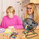Yuanhe Deluxe Bingo Game Set - Includes 8" Metal Rotar Cage with Big Storage Bag,1000 Colorful Chips,100 Bingo Cards,75 Colored Balls and Masterboard, Great for Large Groups