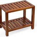 TeakCraft The Theia Teak Shower Bench, Fully Assembled Teak Wood Shower Stool for Elderly, Indoor, Outdoor Use Includes 21 Inch Shelf