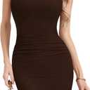 Missufe Women's Summer Sleeveless Mock Neck Casual Mini Dresses 2026 Bodycon Ruched Cocktail Party Double Lined Dress, XL