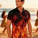 RAISEVERN Mens Hawaiian Shirt Casual Button Down Short Sleeve Tropical Beach Dress Shirt for Summer Holiday (Black, M)