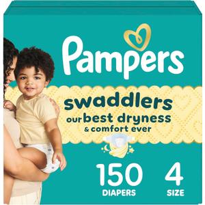 Pampers Baby Diapers - Swaddlers - Size 4, 150 Count, Ultra Absorbent Disposable Infant Diaper